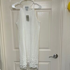 Carmen Marc Valvo White Dress, Midi Sheath NWT